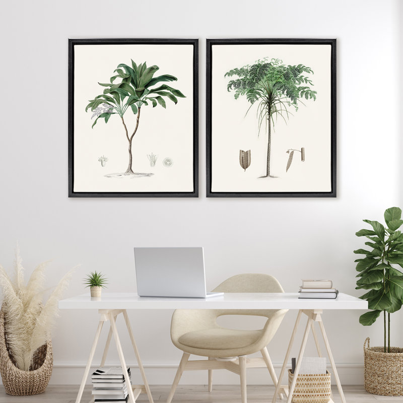 Ensemble de 2 cadres flottants Two Types of Palms, design par Val Rhodes, H 31 po x l 25 po, Cadre flottant noir de jais