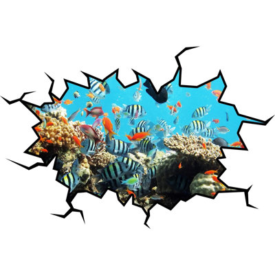 Décalcomanie murale corail school of fish