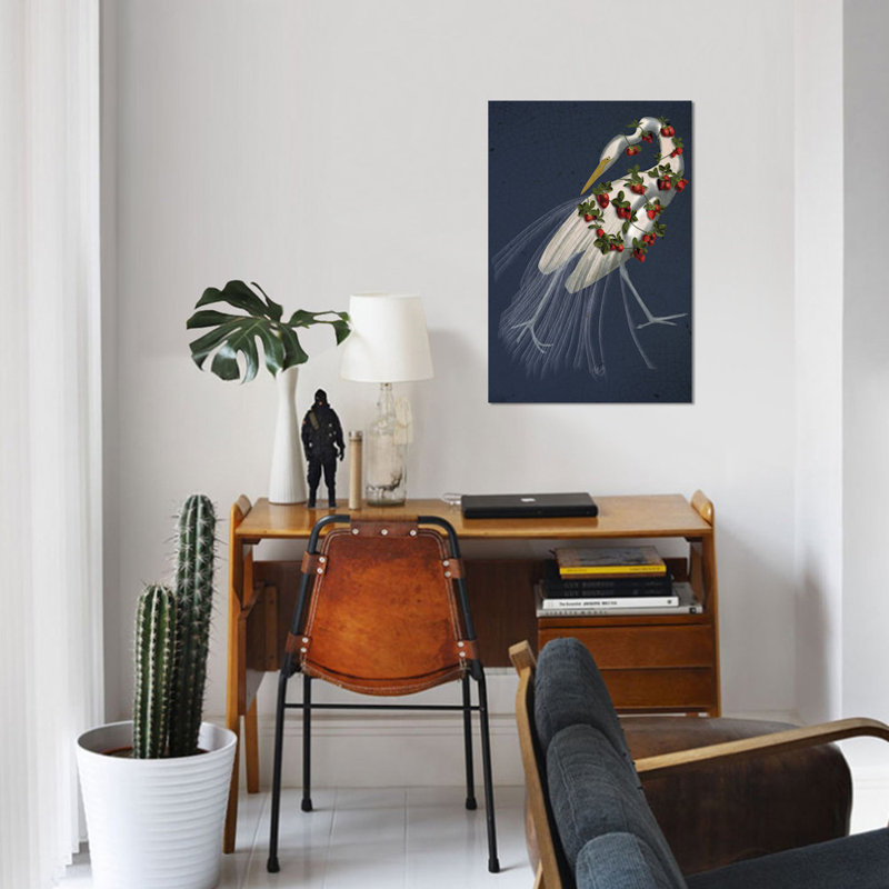 «Bound White Heron», impression sur toile, H 18 po x l 12 po x P 1,5 po, Toile tendue, Pas de tapis