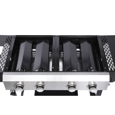 Barbecue au gaz, 2 brûleurs, grilles en fonte, corps de poêle émaillé à haute température, composants en acier inoxydable, 38240, gril, brûleur de la taille du barbecue et thermolaquage éteint, tête, espace de grillage 38200, espace