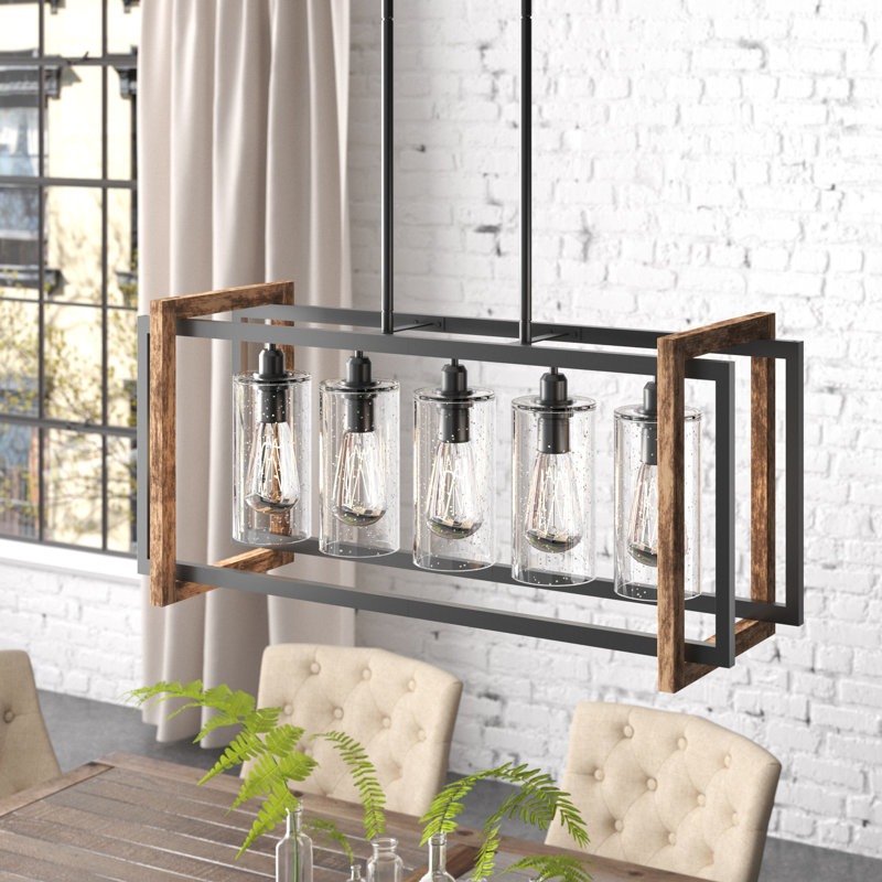 Lustre rectangulaire à 5 lumières pour îlot de cuisine