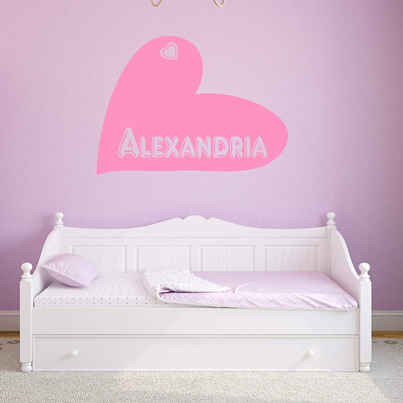 Décalcomanie murale personnalisée avec coeur Wheaton, H 17 po x l 22 po x P 0,01 po, Rose, Oui