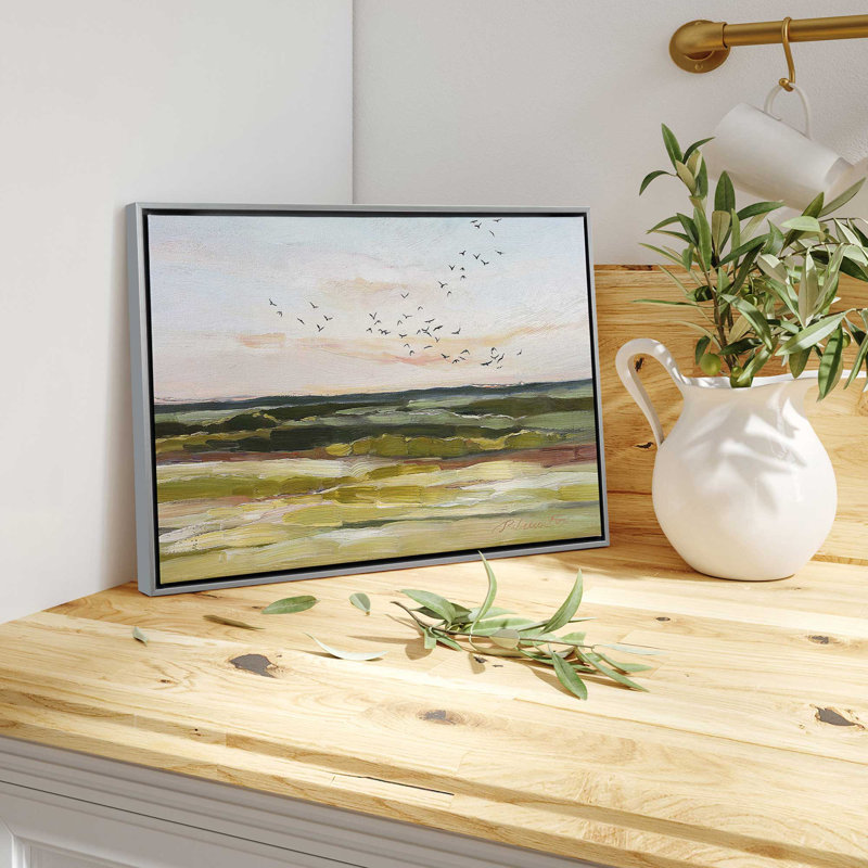 «Skyscape Serenade on Canvas» par Rebecca Fox, reproduction, H 10 po x l 14 po x P 1,75 po, Cadre flottant en chrome poli