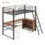 Lit mezzanine simple en métal avec 3 niveaux de tablettes Bureau en L, aucun sommier nécessaire, solide et amp; Robuste-338394985-338394990