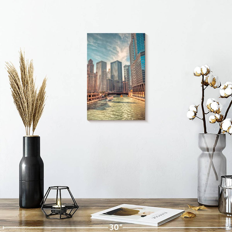 Aime Exploring Chicago River, 12" H x 8" W