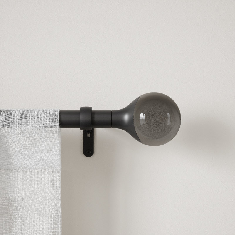 Matte Black Adjustable Steel Single Curtain Rod