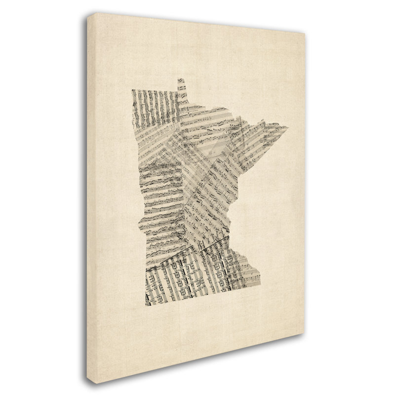 «Old Partition Map of Minnesota», impression, H 19 po x l 14 po x P 2 po, Toile tendue, Pas de tapis