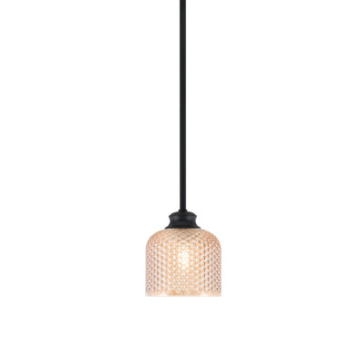 Stem Pendant Shown In Matte Black Finish With 6" Amber Textured Glass