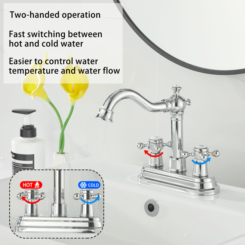 Centerset 4Inch Bathroom Sink Faucet With Drain Assemly, Chrome