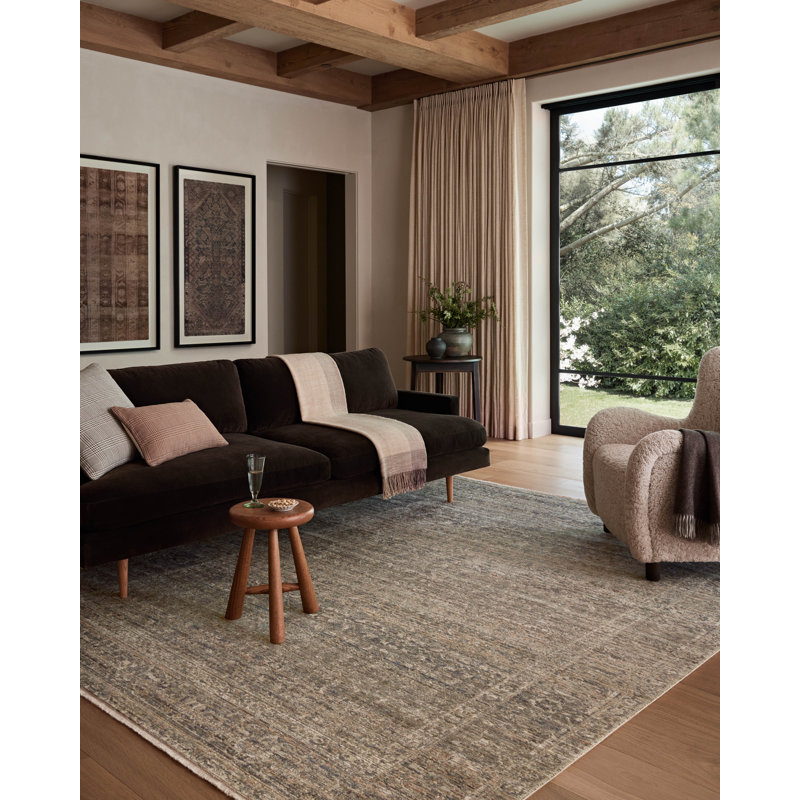 Amber Lewis x Loloi Molly Navy / Blush Area Rug, Square 1'5"