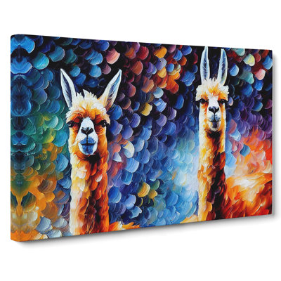 Llama Painting Abstract - Wrapped Canvas