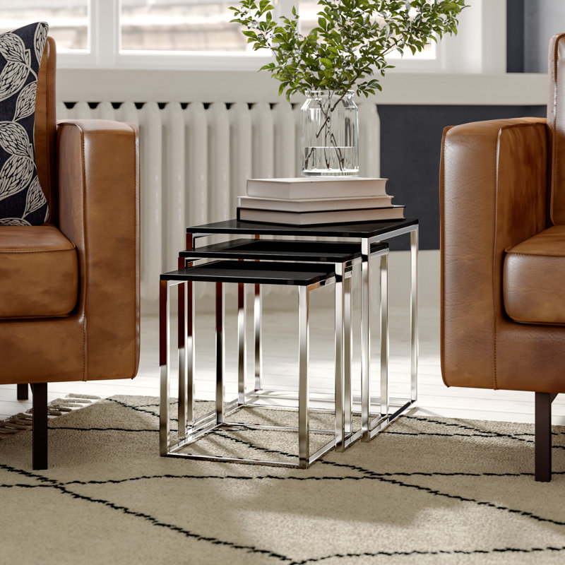 Tray Top Sled Nesting Tables, White High Gloss