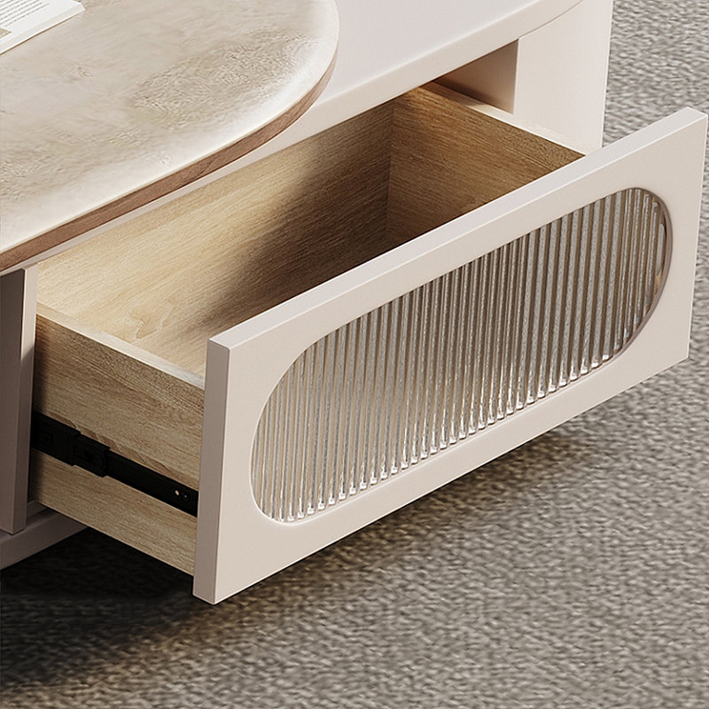 Cream-style solid wood retractable coffee table