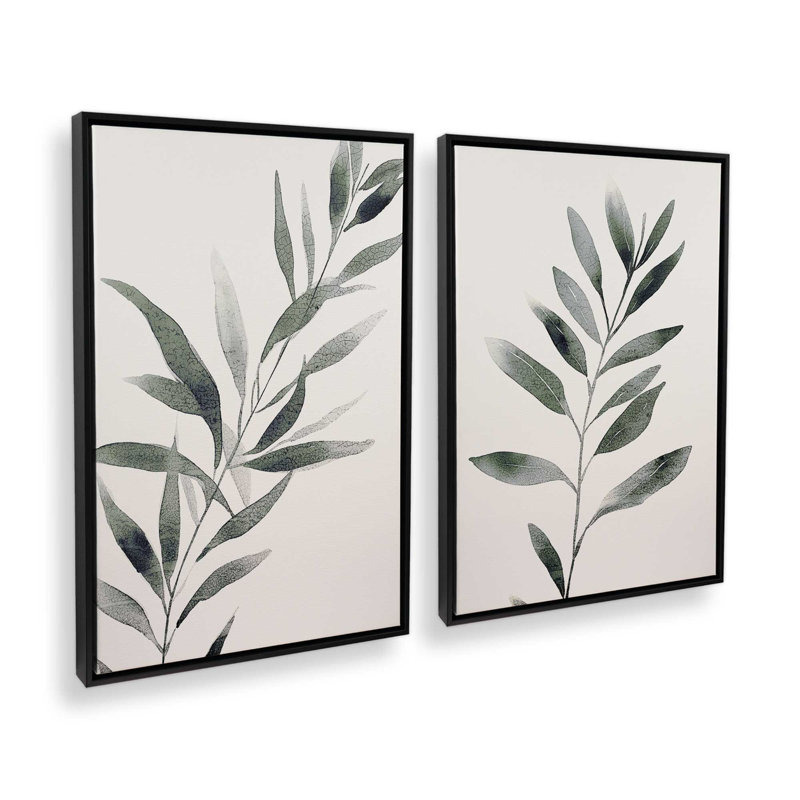 2 - Pièces sur toile, Cadre noir satiné, H 50 po x l 34 po, Vert
