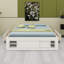 Structure de lit peu encombrante avec tiroirs sous le lit et tablettes de rangement au pied de lit-1469314861