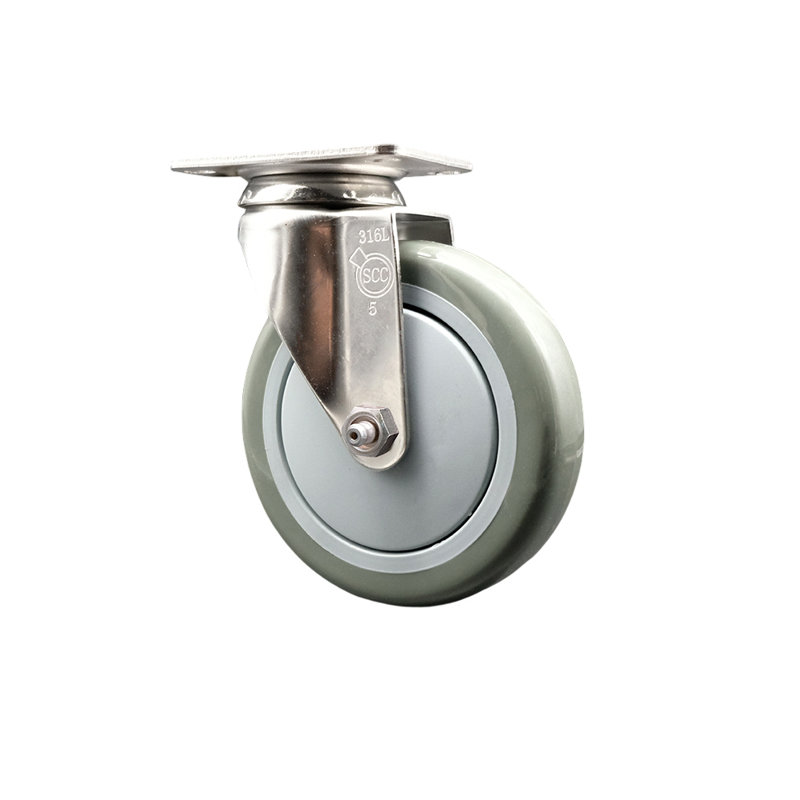 Polyurethane Swivel Top Plate Caster, Gray