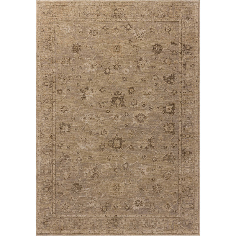 Tapis taupe / naturel Bungalow Rose Wrobel, Rectangle 3 pi 6 po x 5 pi 3 po