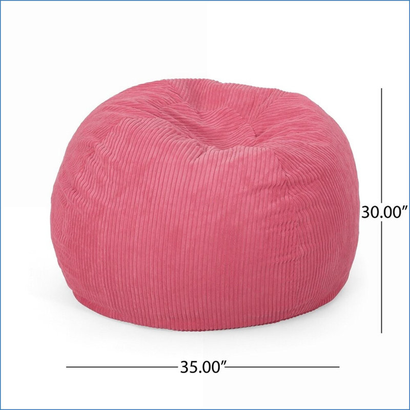 Fauteuil à billes en velours côtelé moderne Kenli - rose rose | Rose | Rond