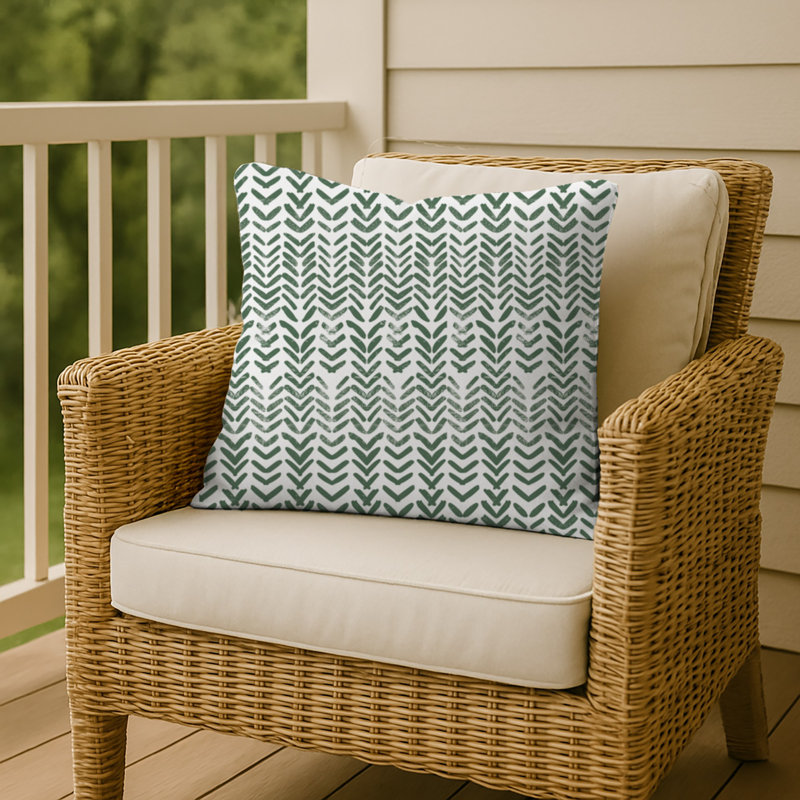 Outdoor Reversible Throw Pillow, Green, 18" x 18"