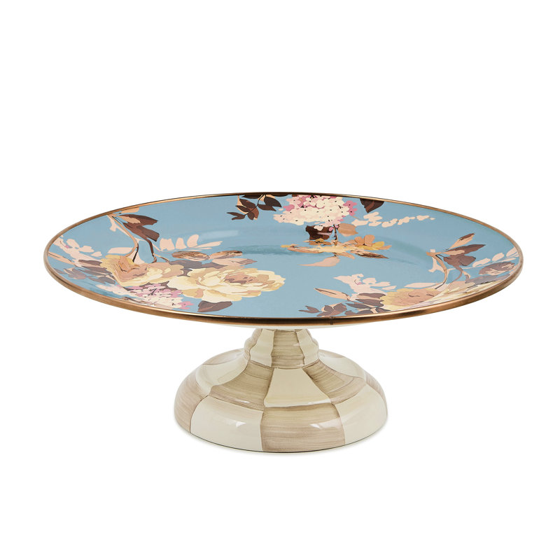Wild Rose Small Pedestal Platter, Slate