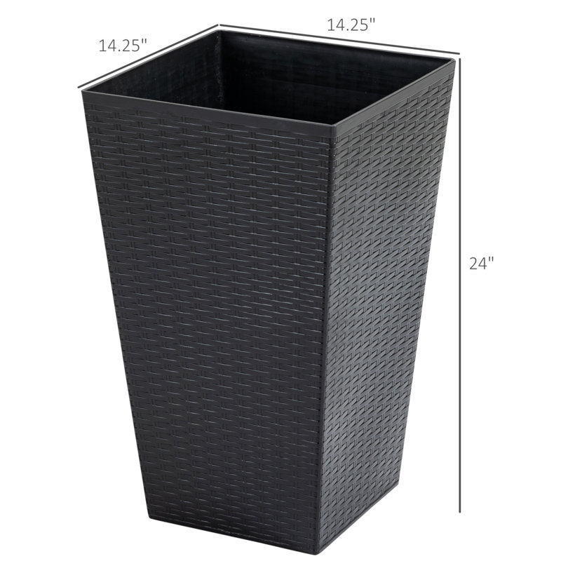 Square Indoor/Outdoor Pot Planter Set with Drainage Holes , Black