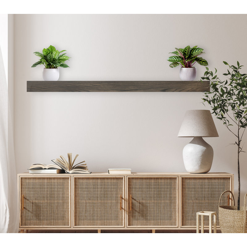 Tablette d'appoint en bois massif Britan, Gris carbone, H 4 po x l 69 po x P 7 po