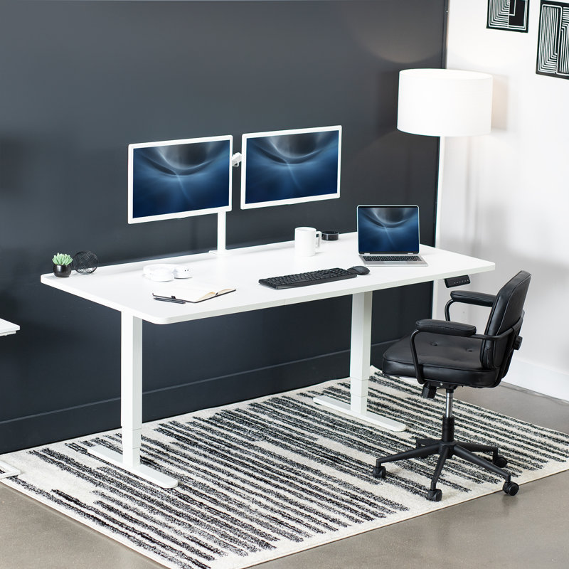 Electric Dual Motor Standing Desk, 71" White Top with Memory Preset
