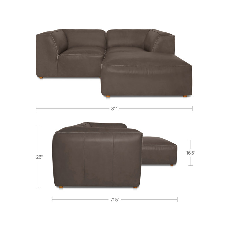 Canapé d'angle modulaire Form Nook en cuir brun ardoise