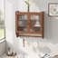 Armoire murale rétro avec trois niveaux de rangement et porte-serviettes, pour salle de bain, cuisine, salle à manger-114367391