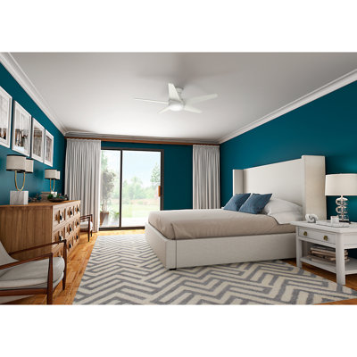 44" Isotope 5 - Blade LED Flush Mount Ceiling Fan with Wall Control and Light Kit Included