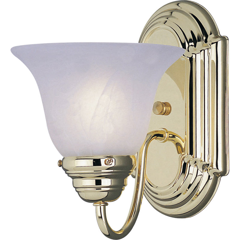 Armed Sconce, Marble, Satin Nickel