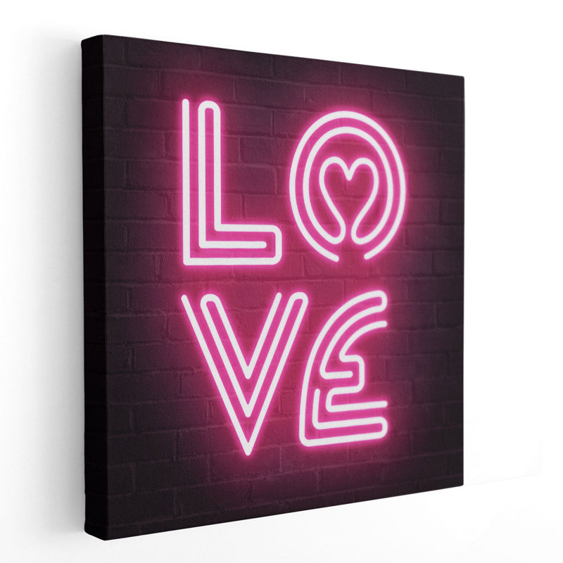 Neon Amor IV - reproduction d'art sur toile, H 20 po x l 20 po