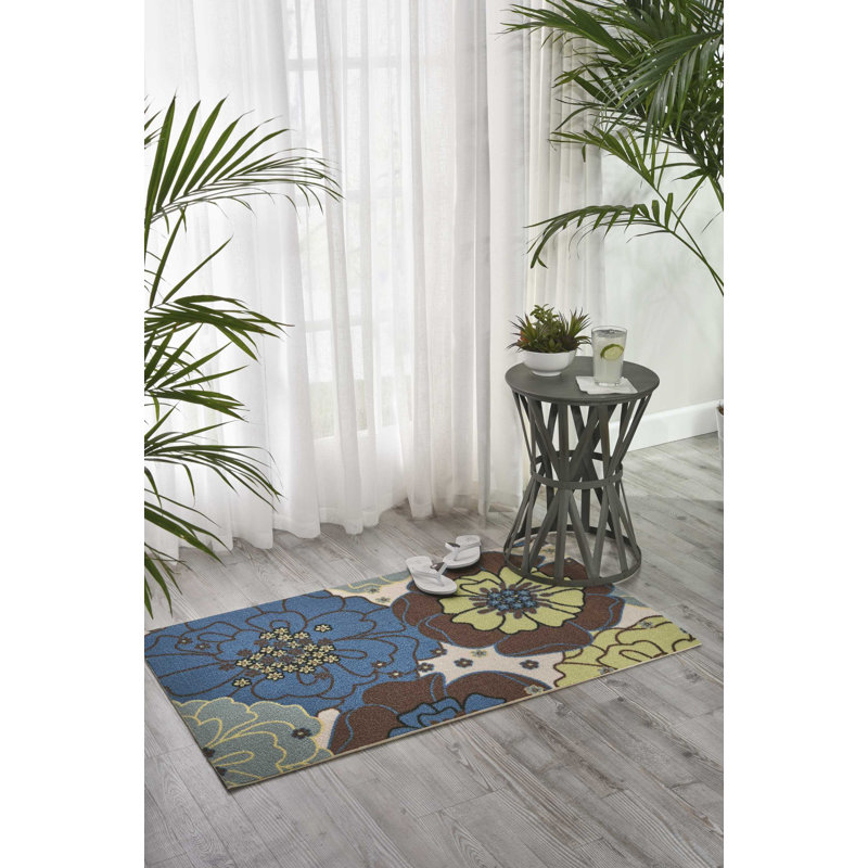 Tapis bleu moderne Dian, Carré 8 pi 6 po