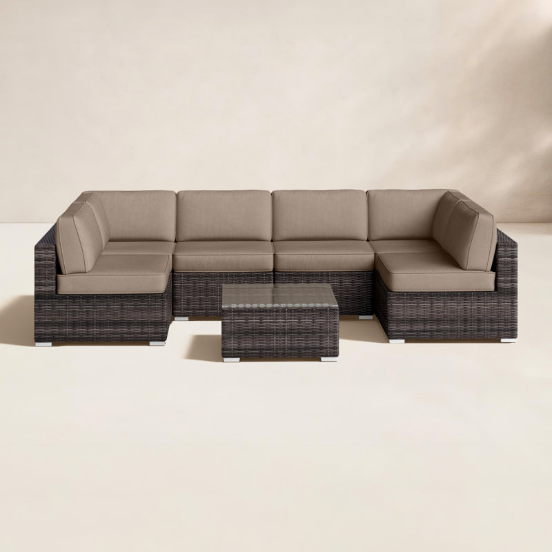 Lauderman Fully Assembled 4 - Person Seating Group with Sunbrella Cushions, Heather Beige Sunbrella®