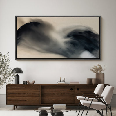 Grande impression sur toile encadrée - reproduction abstraite neutre pour décoration murale minimaliste moderne