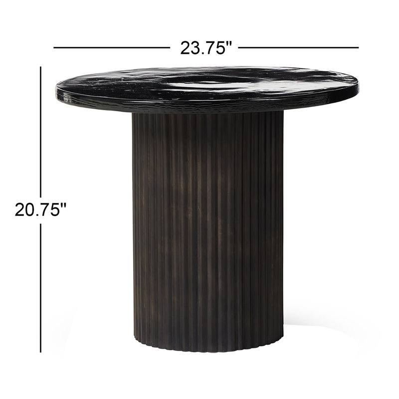 Ruben Glass End Table, Moss Cast Glass Top/Rustic Brown Base