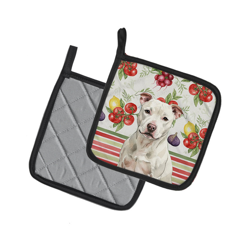 Paire de marmites blanches Staffordshire Bull Terrier, Blanc