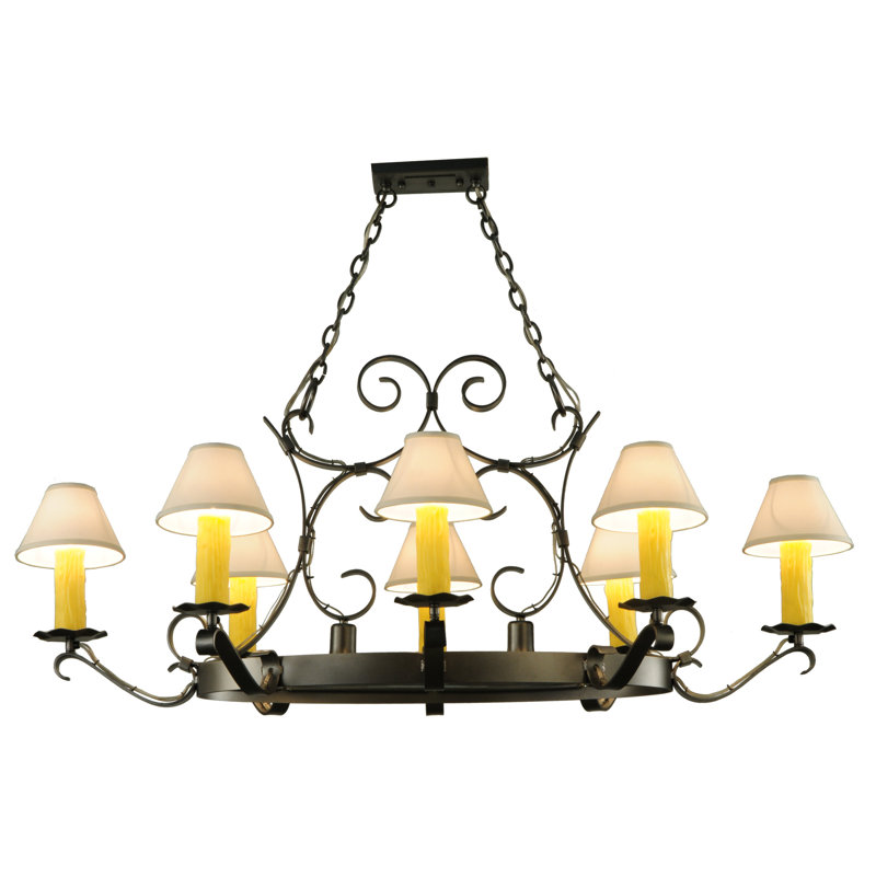 Lustre ovale forgé à la main 56 lumières avec lumières encastrées L 56 "