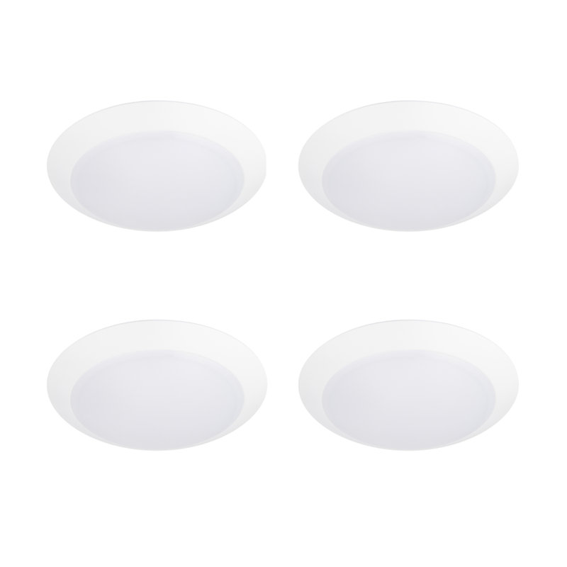 Disc 7.5" White Dimmable LED Flush Mount Wall / Ceiling Light, 5-CCT Selectable 2700K/3000K/3500K/4000K/5000K; Set of 4