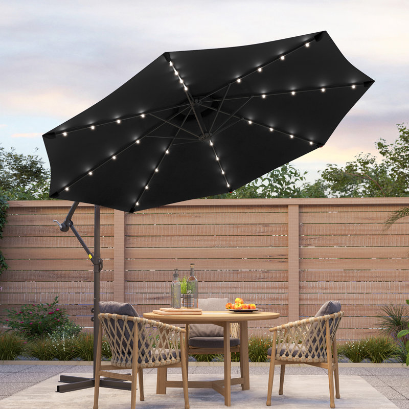 Parasol d'extérieur à DEL 10 pi, Noir