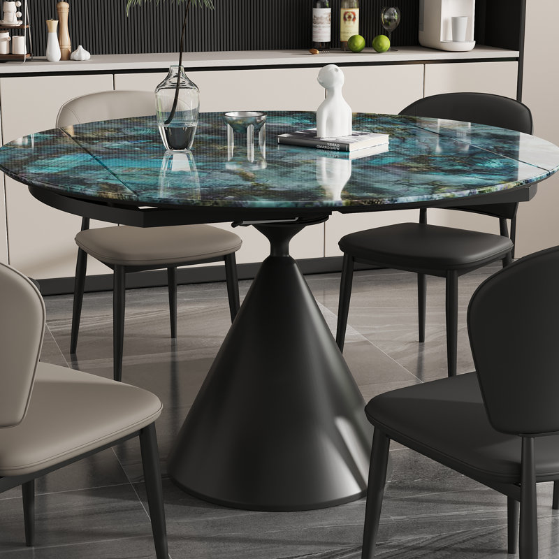 Brayden Studio Extendable Dining Table With Sintered Stone Tabletop ...
