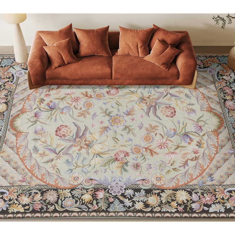 Hand-Knotted High-Quality Green and Brown Area Rug