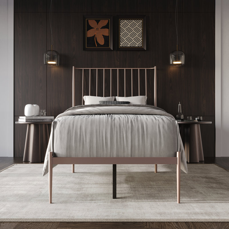 Lit plateforme en métal, Simple, Rose