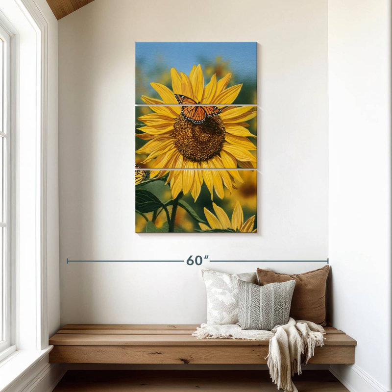 Harnek, tournesols, papillons, saison estivale, H 45 po x l 28 po