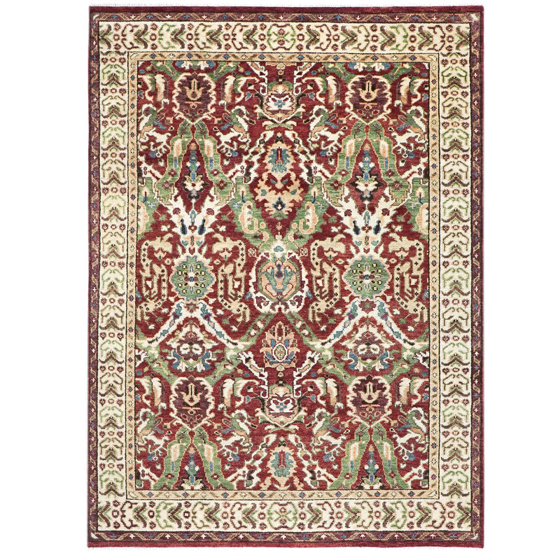 Tapis rouille en laine noué à la main 8 pi 7 po x 12 pi Oushak
