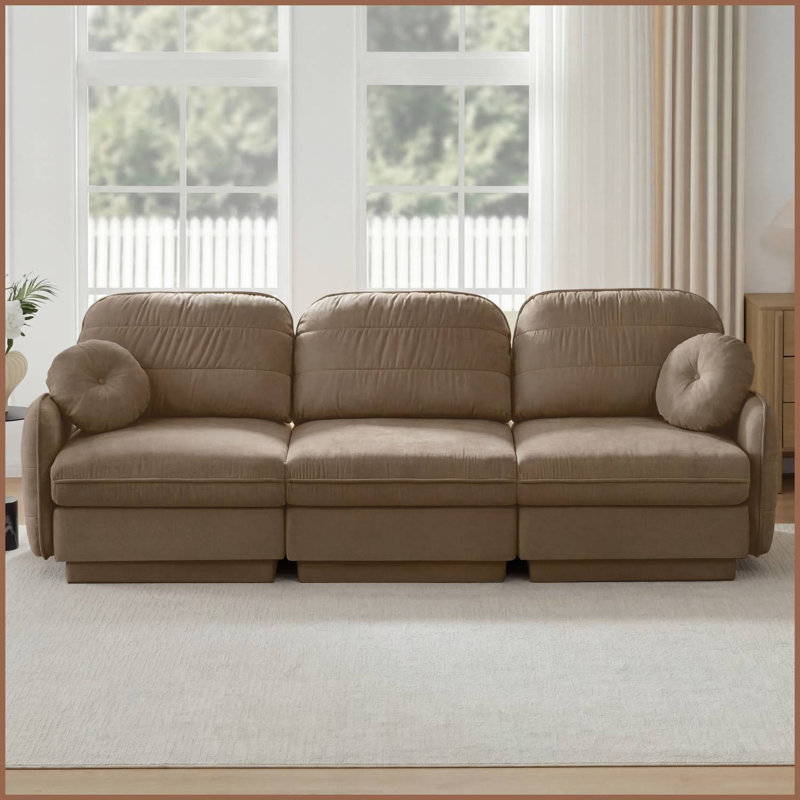 Canapé en chenille Cloud, H 37,4 po x l 105,1 po x P 33,4 po, Café