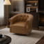 Fauteuil d'appoint pivotant moderne avec dossier incurvé et revêtement de qualité supérieure pour un salon confortable