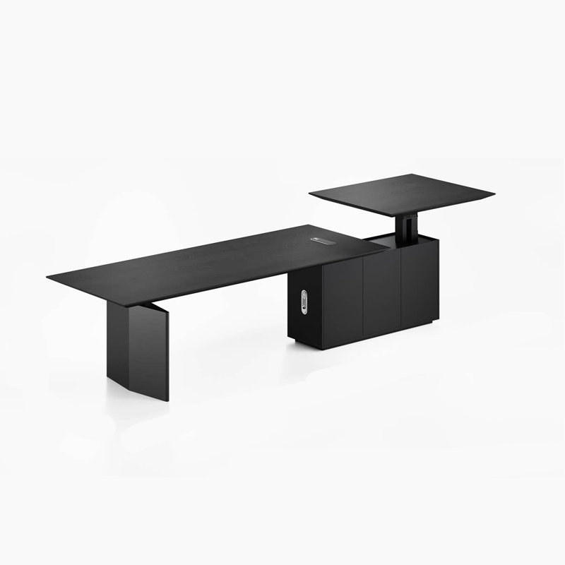 Bureau de direction simple noir à hauteur réglable, H 29,53 po x l 102,36 po x P 35,43 po