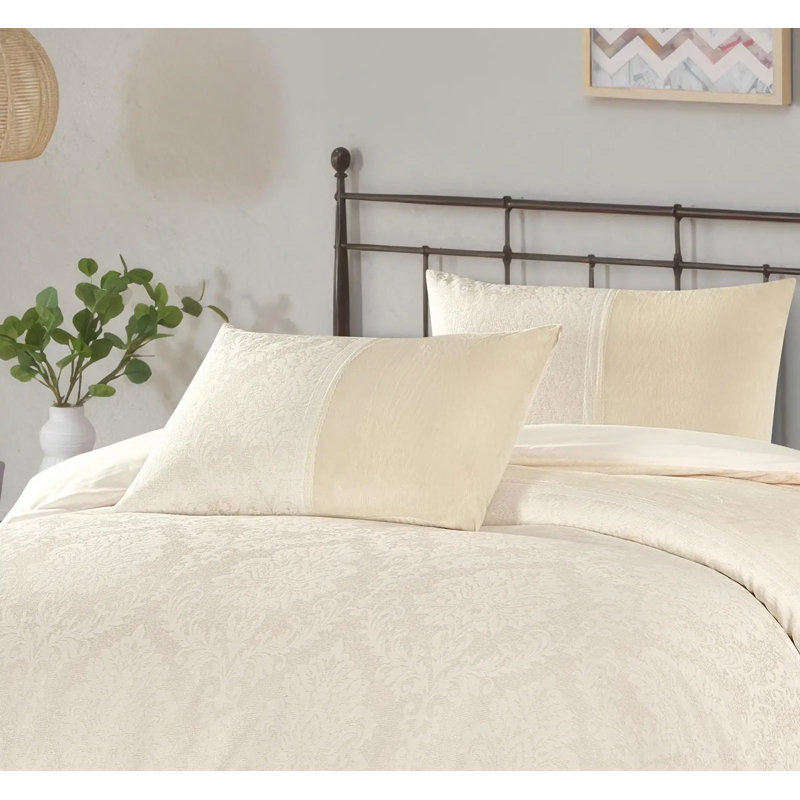 Polyester Floral Duvet Cover, Beige Floral, Super King Duvet Cover + 2 Pillowcases