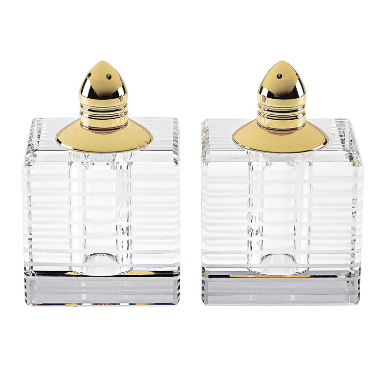 Ensemble salière et poivre Badash Crystal Badstripes, Or